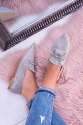 Lu Boo Grey Ballerinas Suede Loafers Feliciano