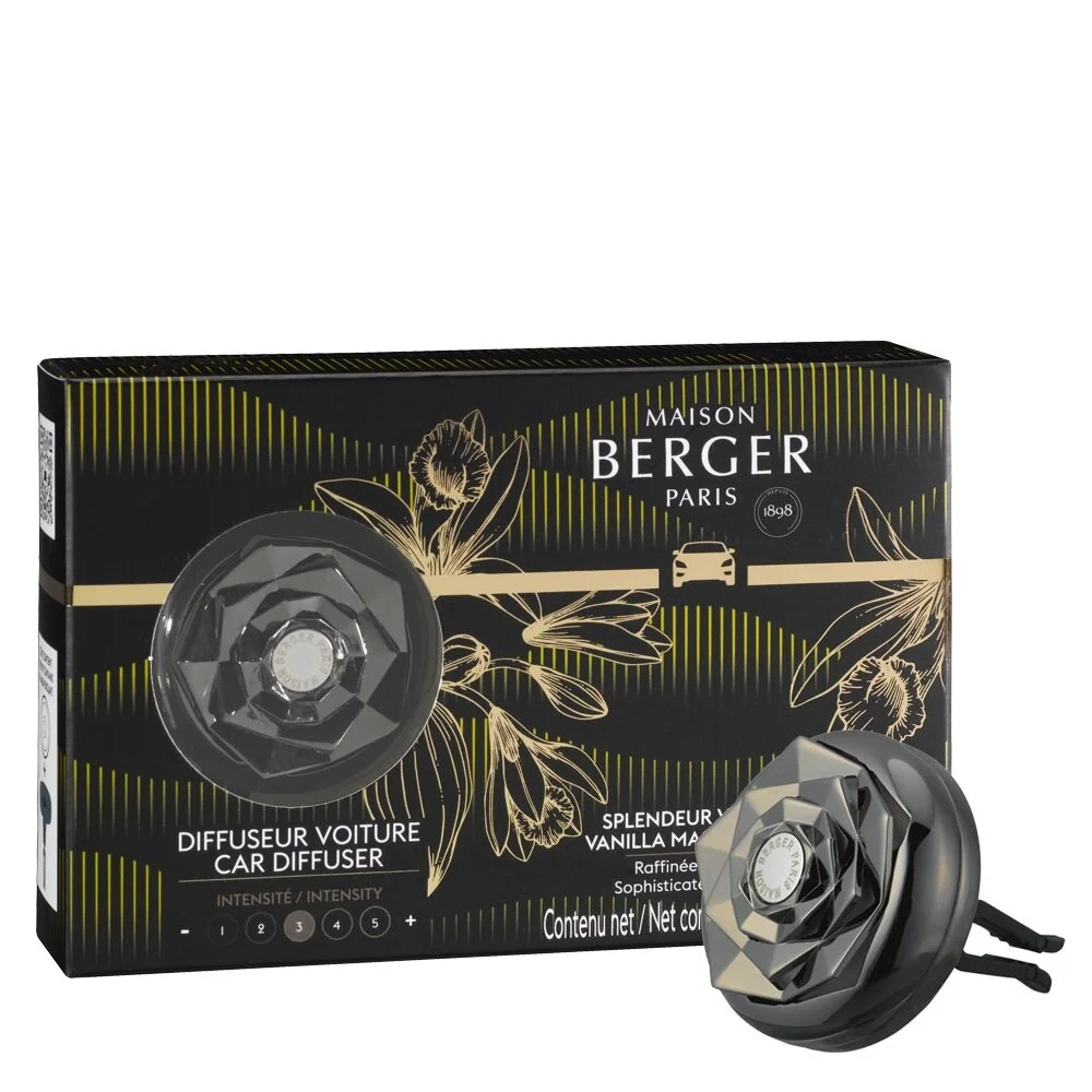 Maison Berger Paris Difuzér do auta Kali černý s náplní Velkolepá vanilka Vanilla Magnificence (Car Diffuser)