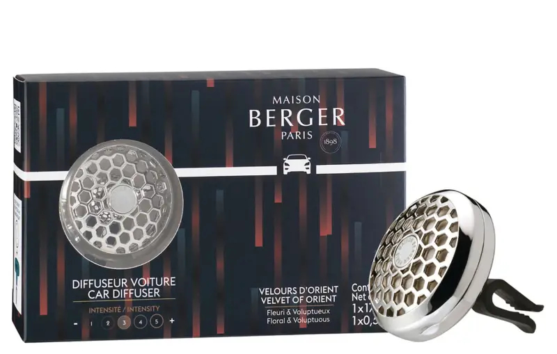 Maison Berger Paris Difuzér do auta Variation chromový s náplní Samet z Orientu Velvet of Orient (Car Diffuser)