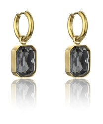 Marc Malone Pozlacené náušnice s černými kamínky Royalty Grey Earrings MCE23150G