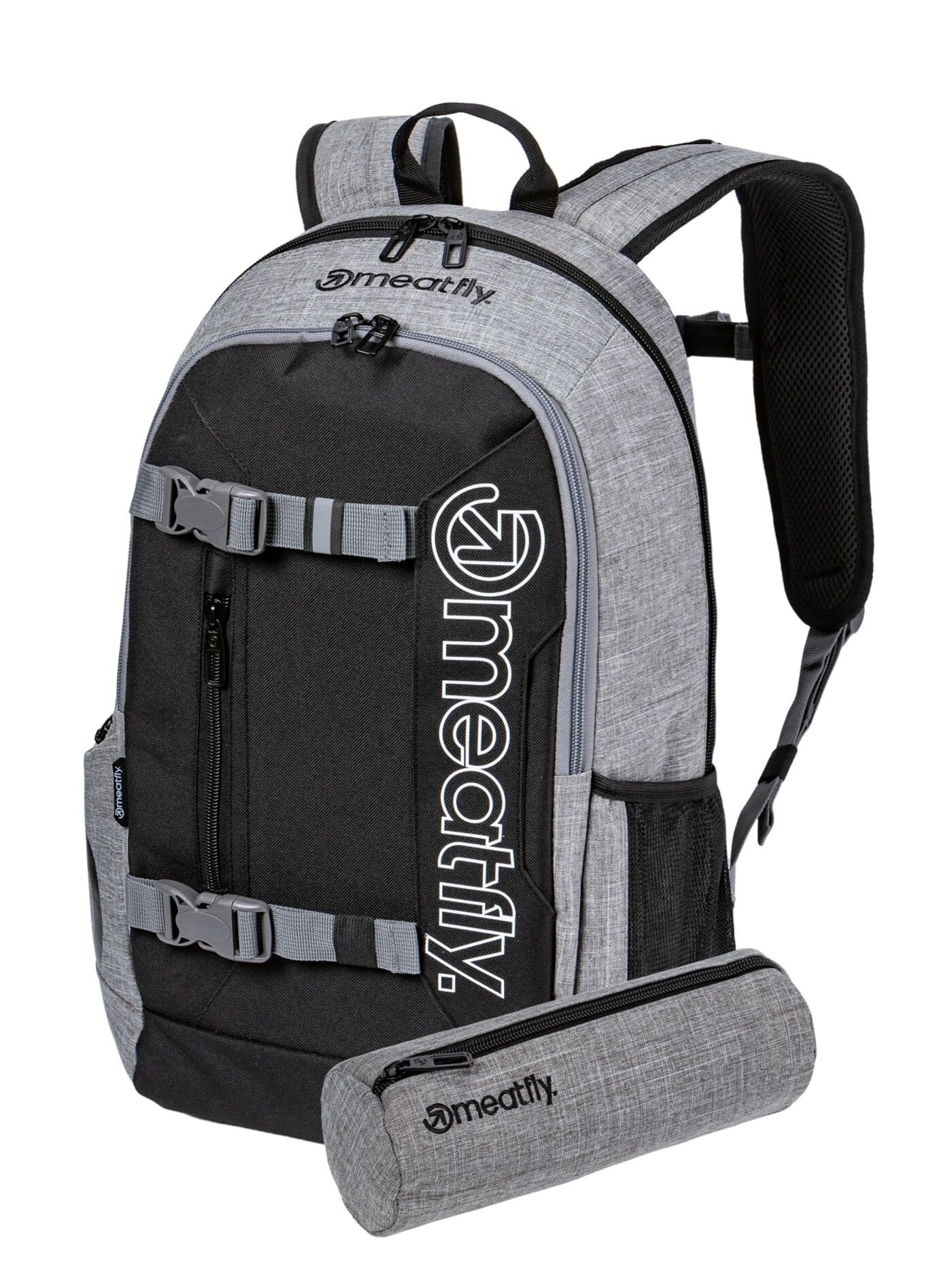 Meatfly batoh Basejumper Grey Heather / Black 22 L | Černá | Objem 22 L