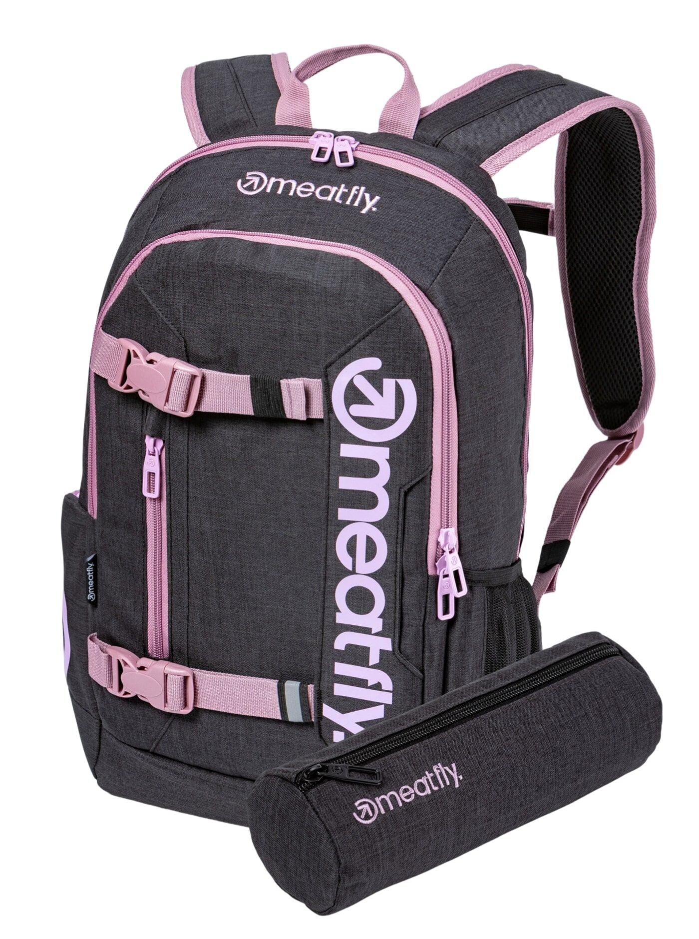 Meatfly batoh Basejumper Pink / Charcoal Heather 22 L | Růžová | Objem 22 L