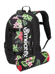 Meatfly batoh Basejumper Tropical Black 22 L | Černá | Objem 22 L