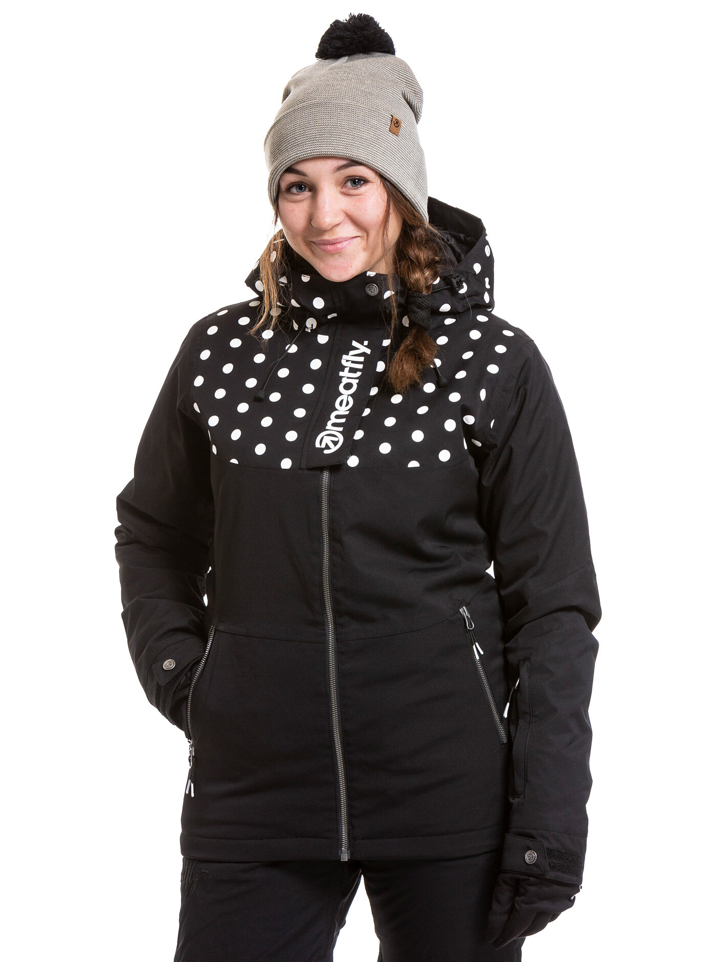 Meatfly dámská SNB & SKI bunda Kirsten Premium Black Dot/Black | Černá | Velikost XS