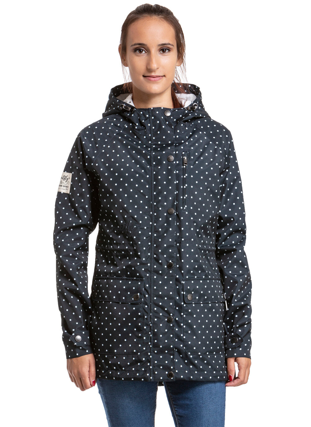 Meatfly dámská street bunda Xita Windbreaker E - Black Dot | Černá | Velikost XS