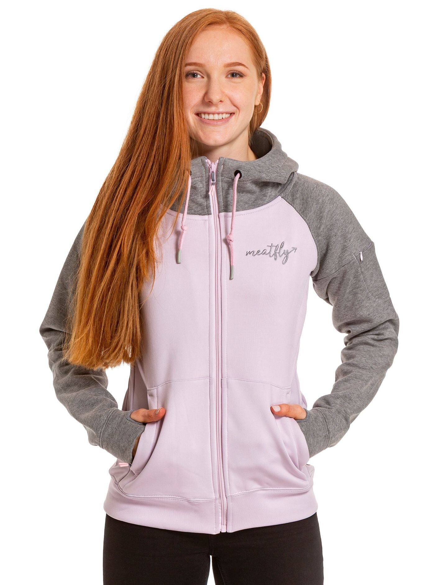 Meatfly dámská technická mikina Alisha Powder Pink / Light Grey | Růžová | Velikost XS