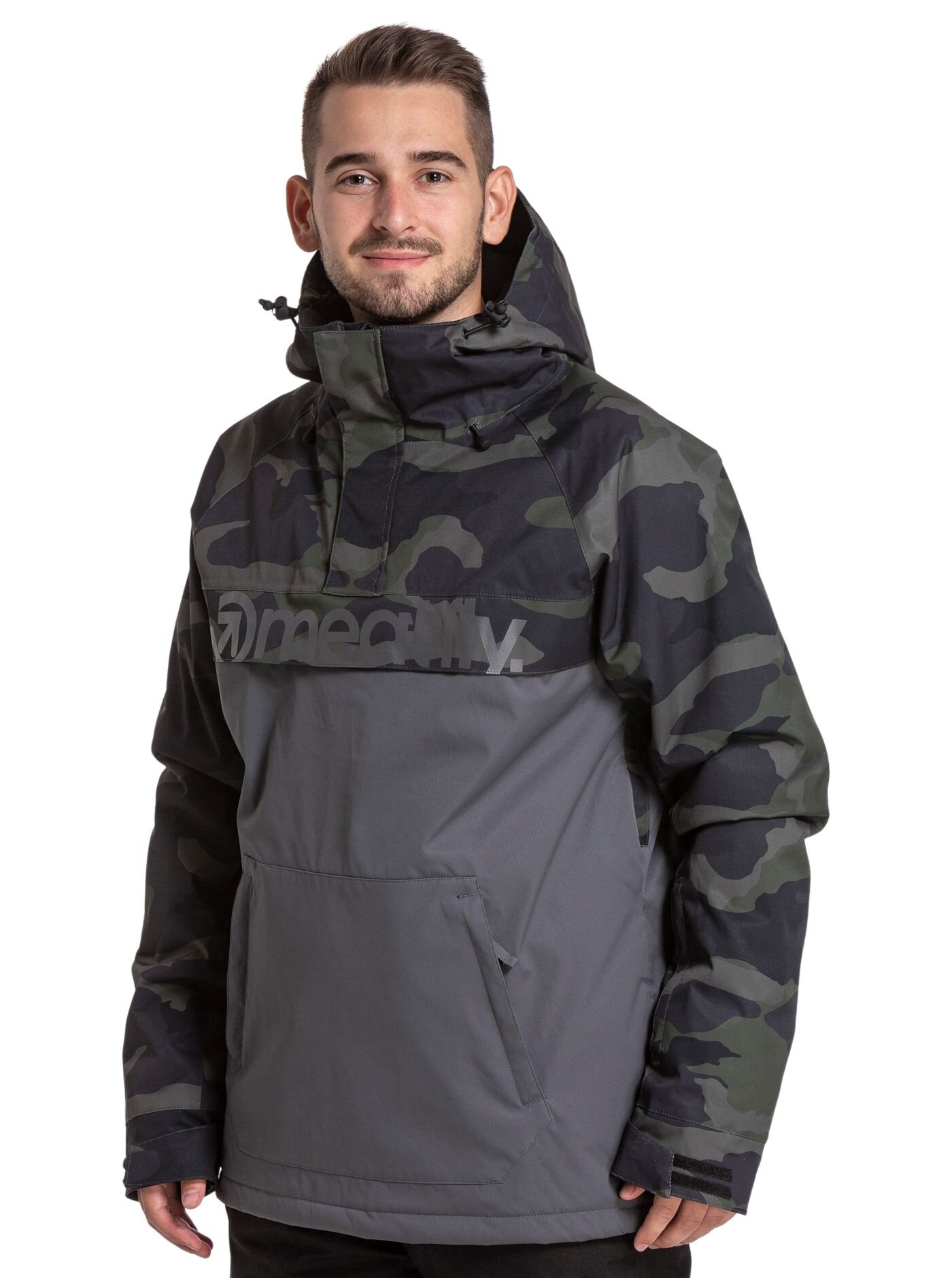 Meatfly pánská SNB & SKI bunda Slinger Premium Rampage Camo/Dark Grey | Maskáč | Velikost S