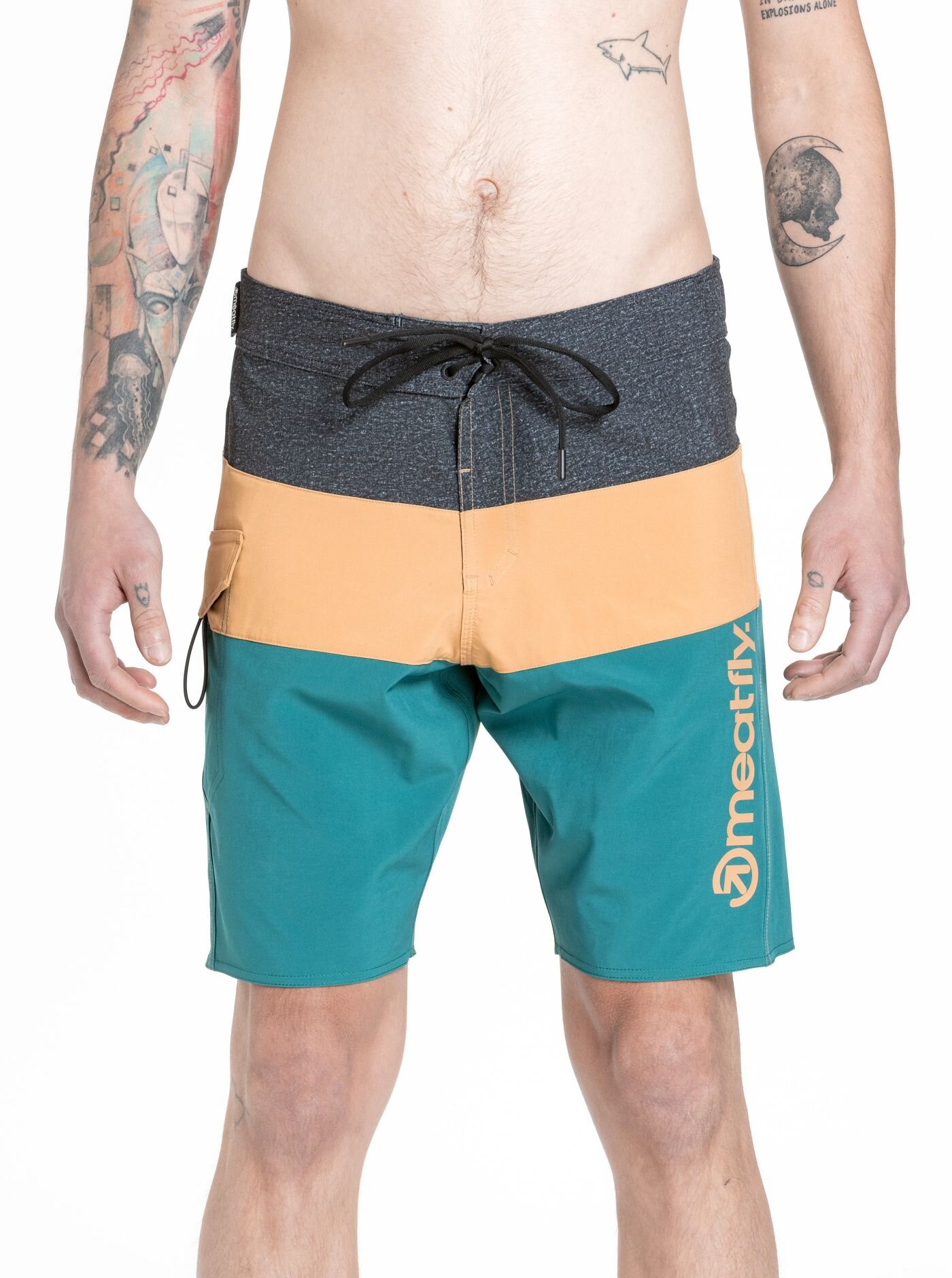 Meatfly pánské plavky Mitch Boardshorts 21" Snake Green / Camel | Zelená | Velikost S