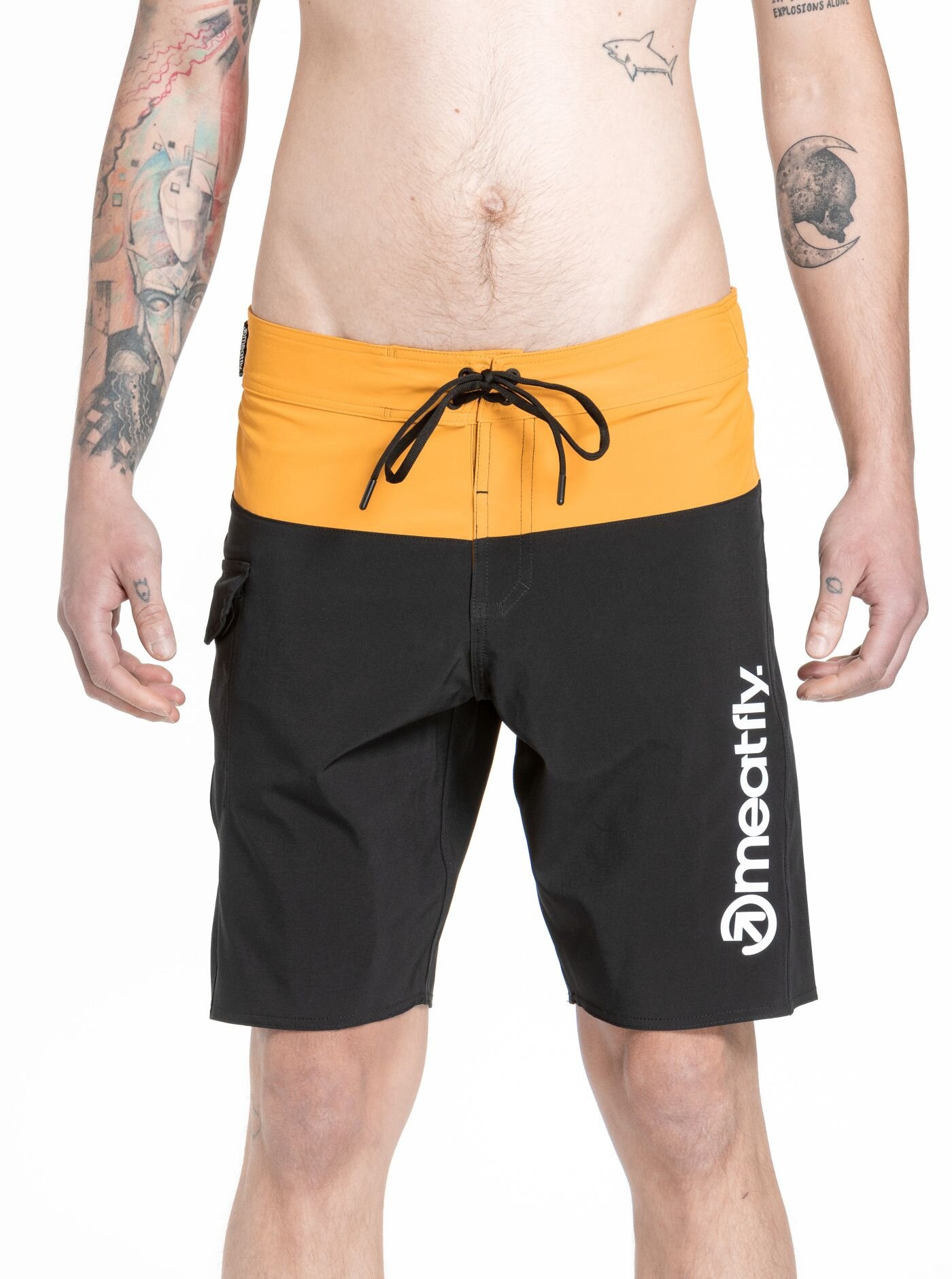 Meatfly pánské plavky Mitch Boardshorts 21" Yellow / Black | Žlutá | Velikost S