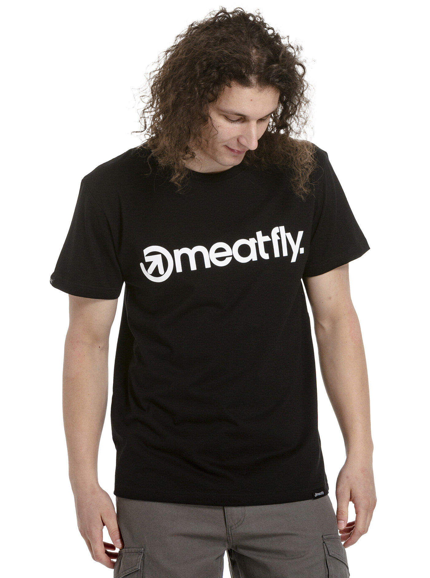 Meatfly pánské tričko MF Logo Black | Černá | Velikost XXS | 100% bavlna