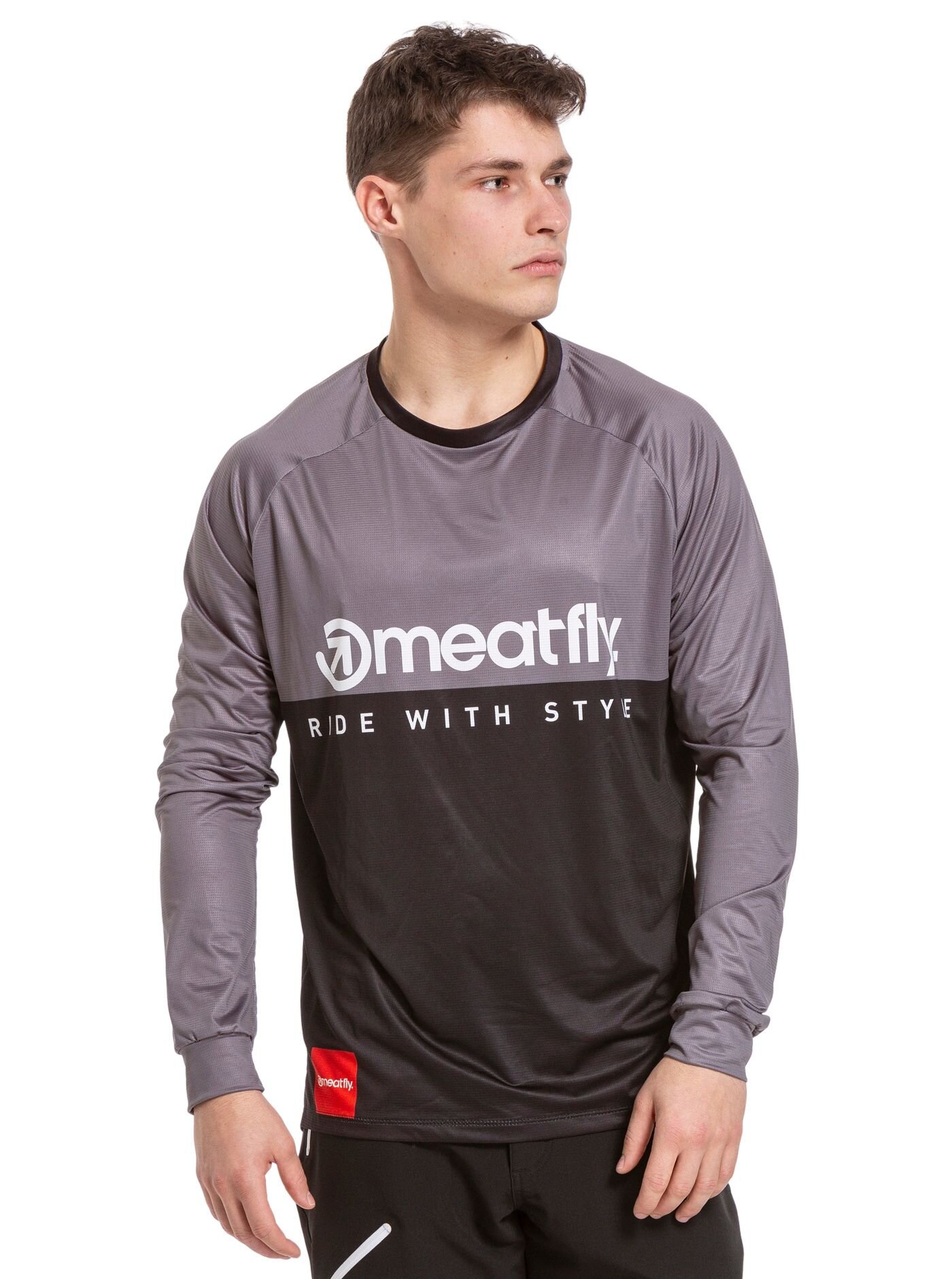 Meatfly pánský bike dres Cliff Dark Grey/Black | Šedá | Velikost S