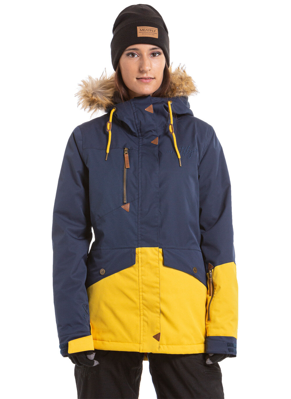 Meatfly snowboardová bunda Athena B - Navy Stripe Yellow Stripe | Žlutá | Velikost XS