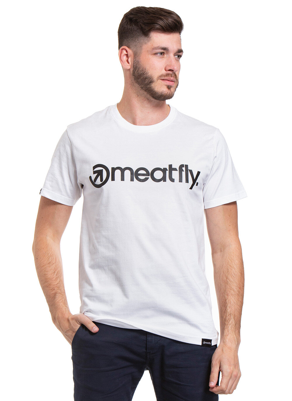 Meatfly tričko Logo 20 B - White | Velikost S