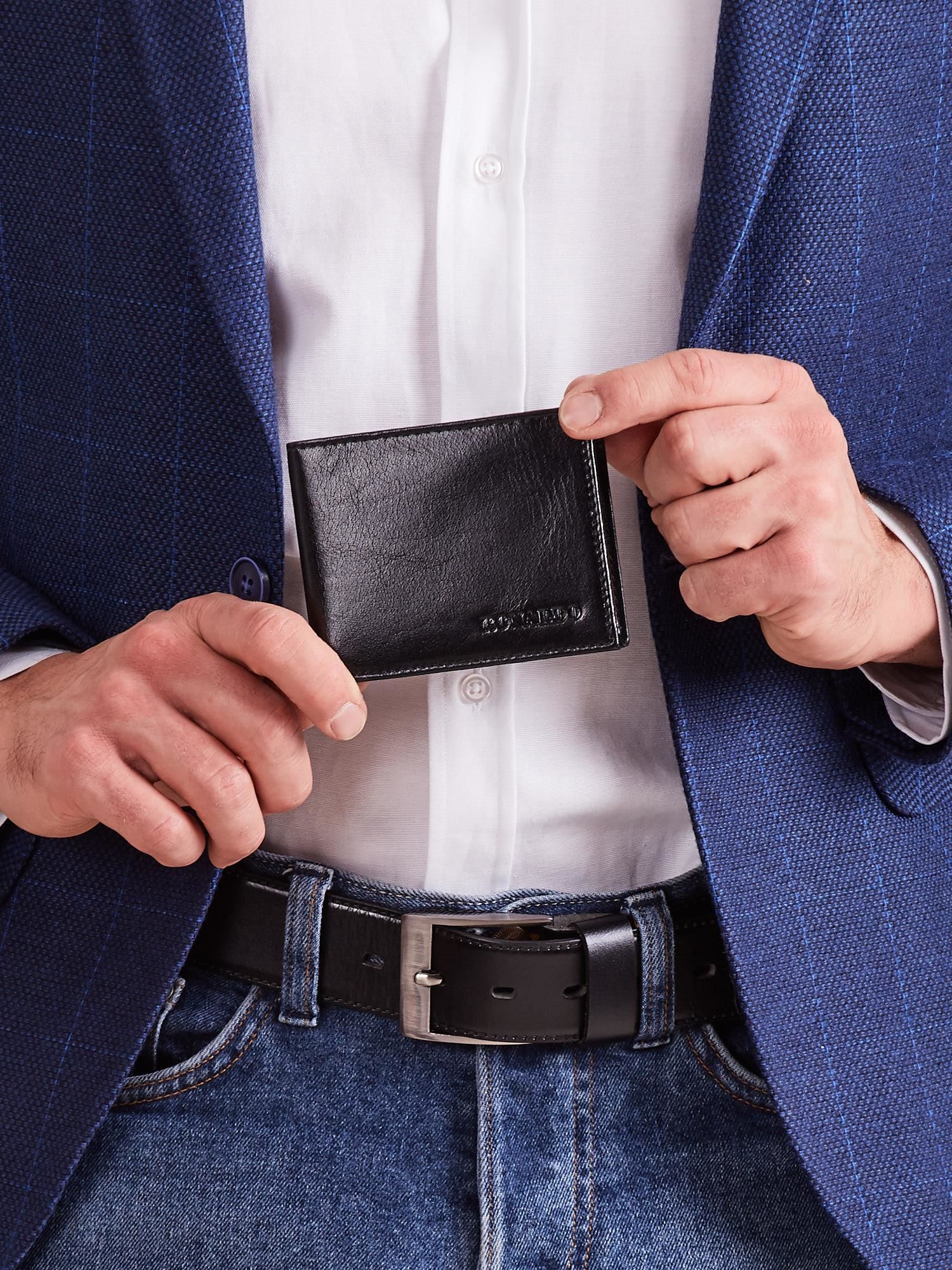 Men´s black leather horizontal wallet