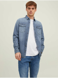 Modrá pánská džínová slim fit košile Jack & Jones Heridan - Pánské