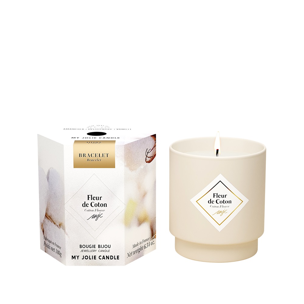 My Jolie Candle Vonná svíčka 36h s náramkem Gold Les Surprenantes Květ bavlny 320281