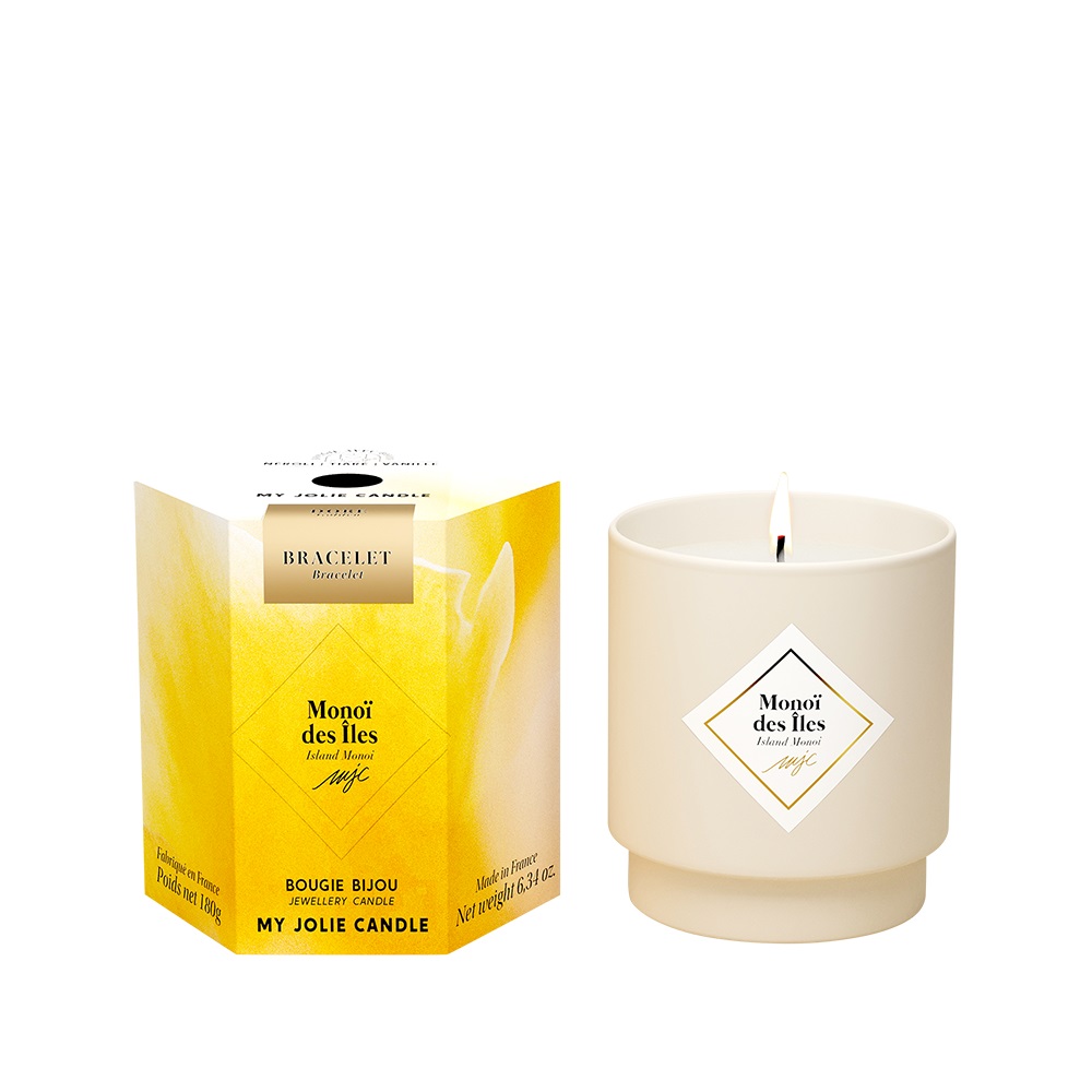 My Jolie Candle Vonná svíčka 36h s náramkem Gold Les Surprenantes Ostrov Monoi 320279