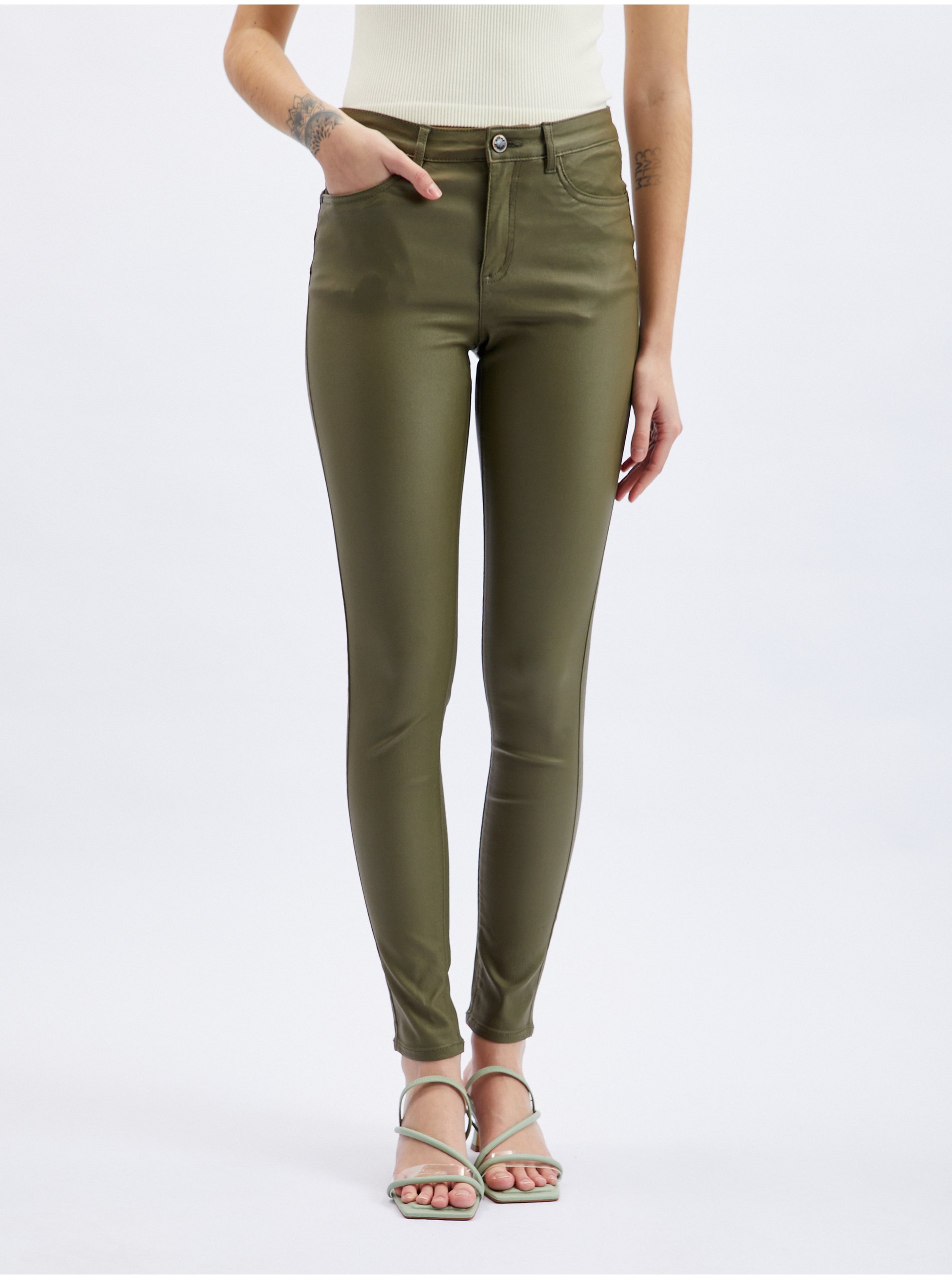 Orsay Khaki dámské skinny fit kalhoty - Dámské