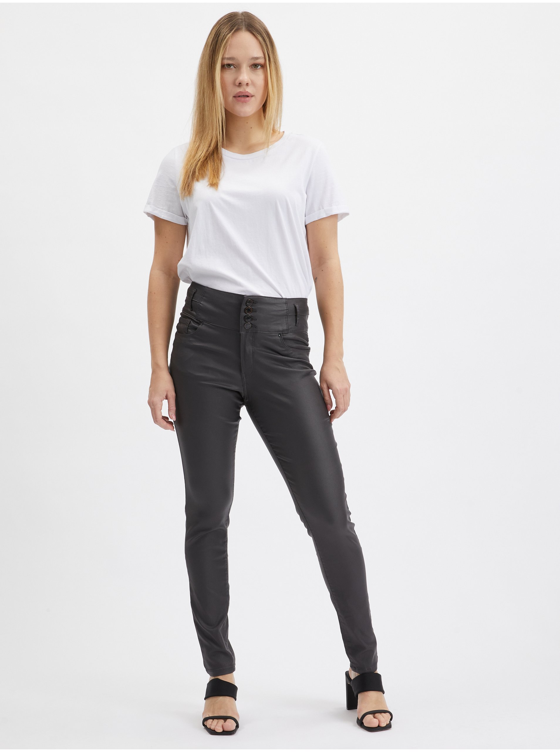 Orsay Tmavě šedé dámské skinny fit kalhoty - Dámské