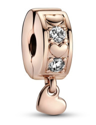 Pandora Bronzový klipový korálek Rose Zavěšené srdce 782253C01