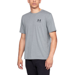 Pánské triko Under Armour Sportstyle Left Chest SS  M  Steel Light Heather/Black