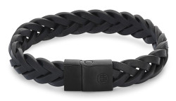 Rebel&Rose Černý kožený náramek Braided Black Black RR-M0026-B 21 cm - XL