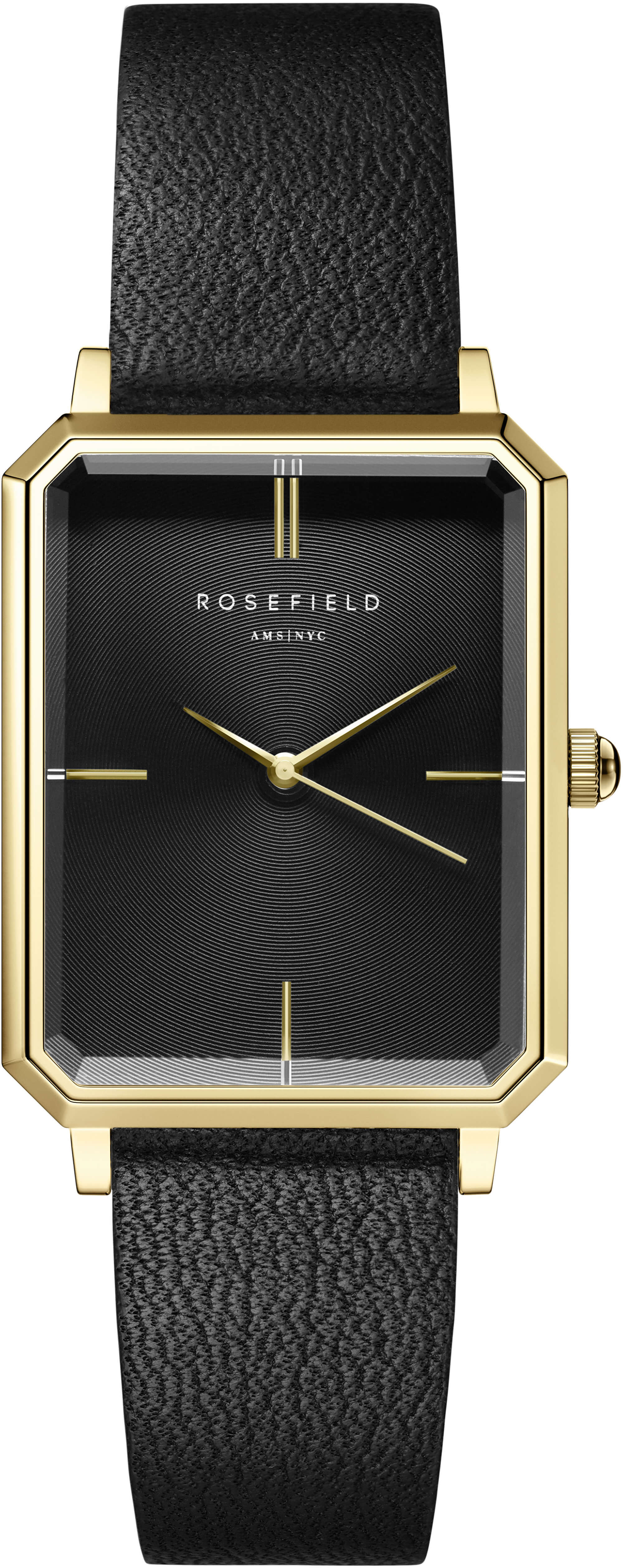 Rosefield The Elles Black Sunray Black Leather Gold OBSBG-O49