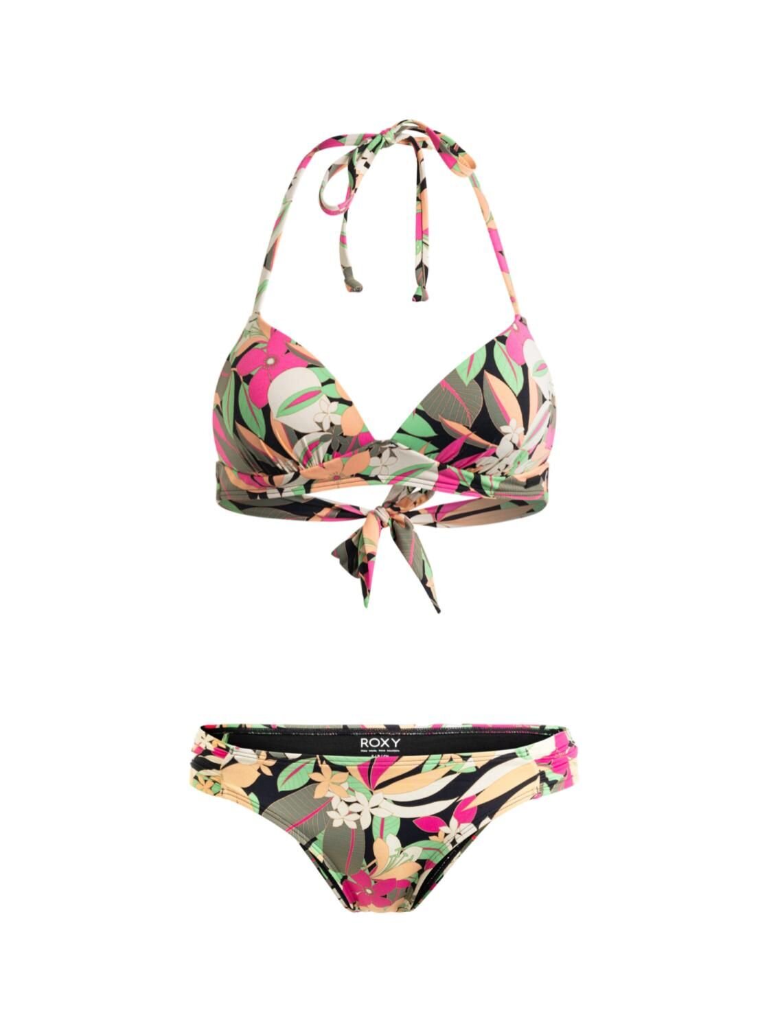 Roxy dámské dvoudílné plavky Beach Classics Anthracite Palm Song S | Černá | Velikost L