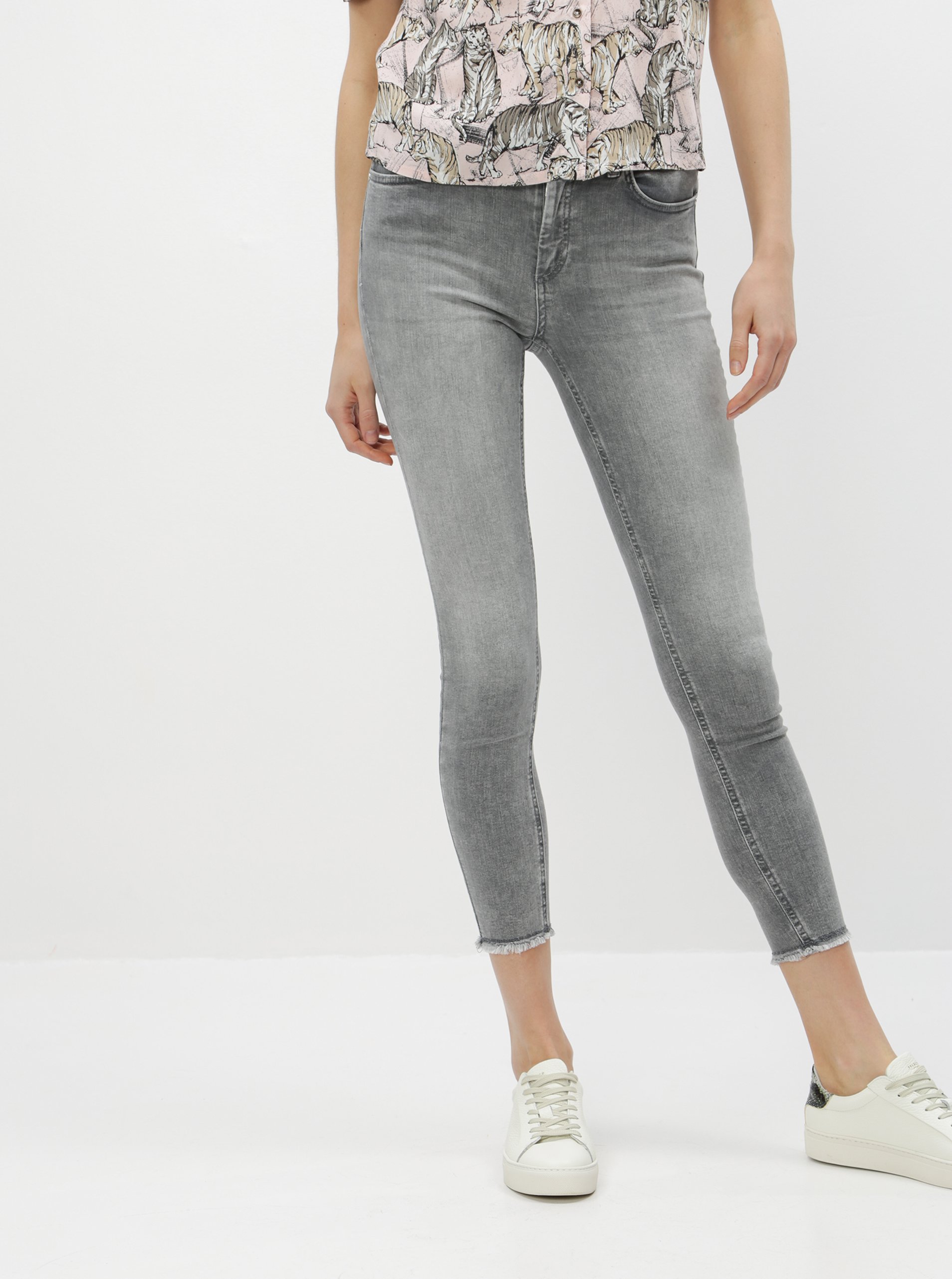 Šedé zkrácené skinny fit džíny ONLY Blush - Dámské