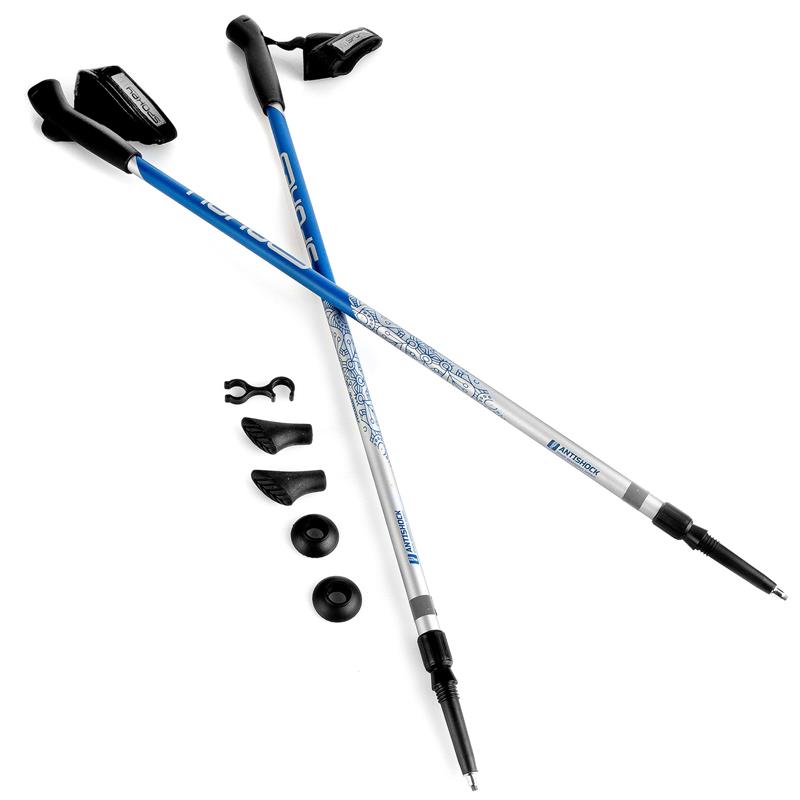 Spokey MEADOW Hole Nordic Walking 2-dielne, systém anti-shock, striebrno-modré