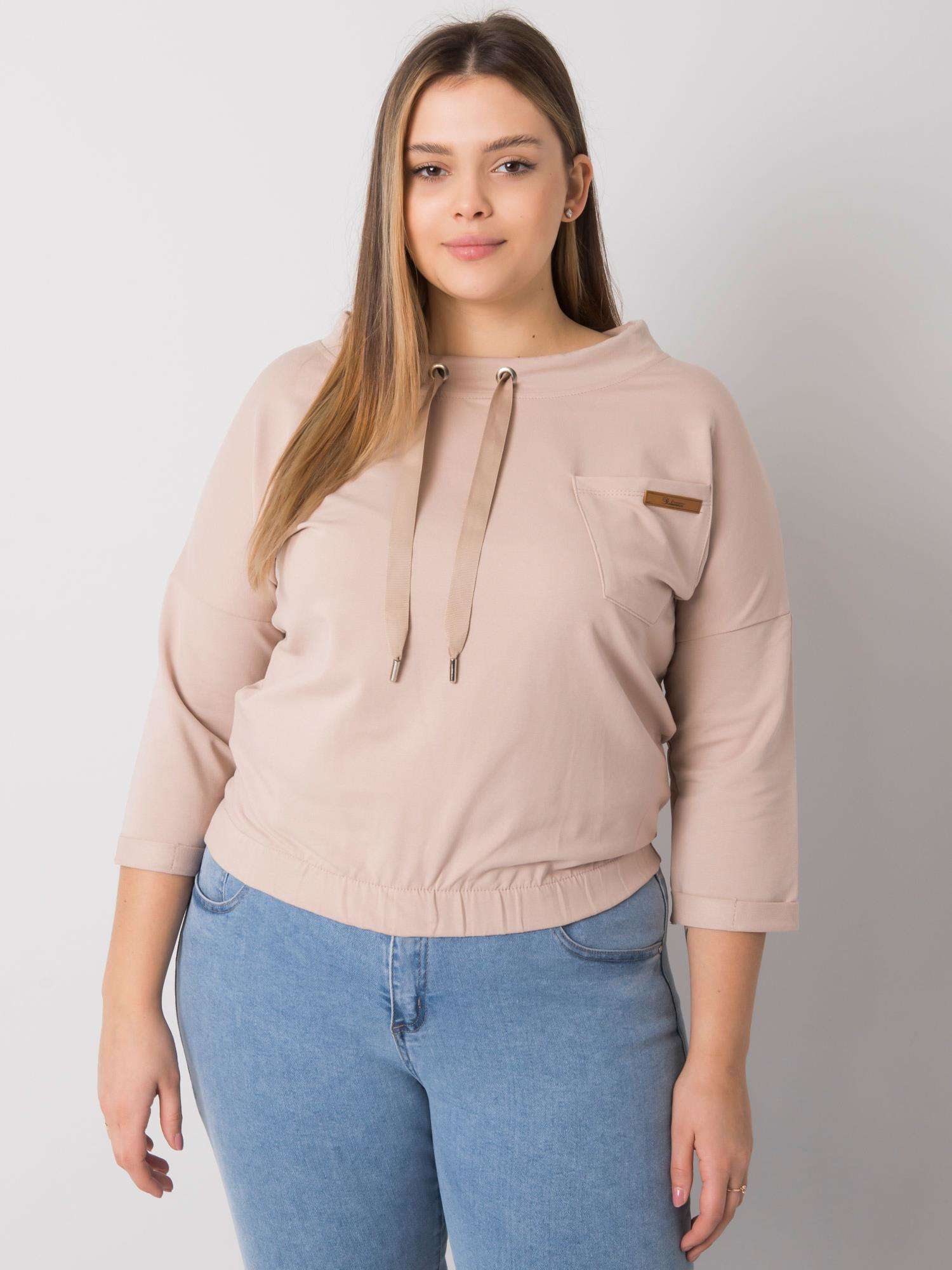 Světle béžová mikina plus size bez kapuce Pasadena