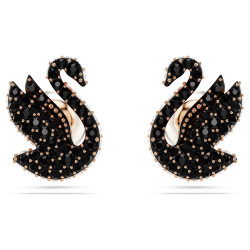 Swarovski Ikonické náušnice s černými krystaly Swan 5684608