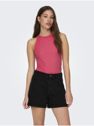 Tmavě růžový dámský žebrovaný basic top ONLY Emma - Dámské