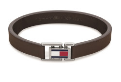 Tommy Hilfiger Hnědý kožený náramek s ocelovým zapínáním 2790430