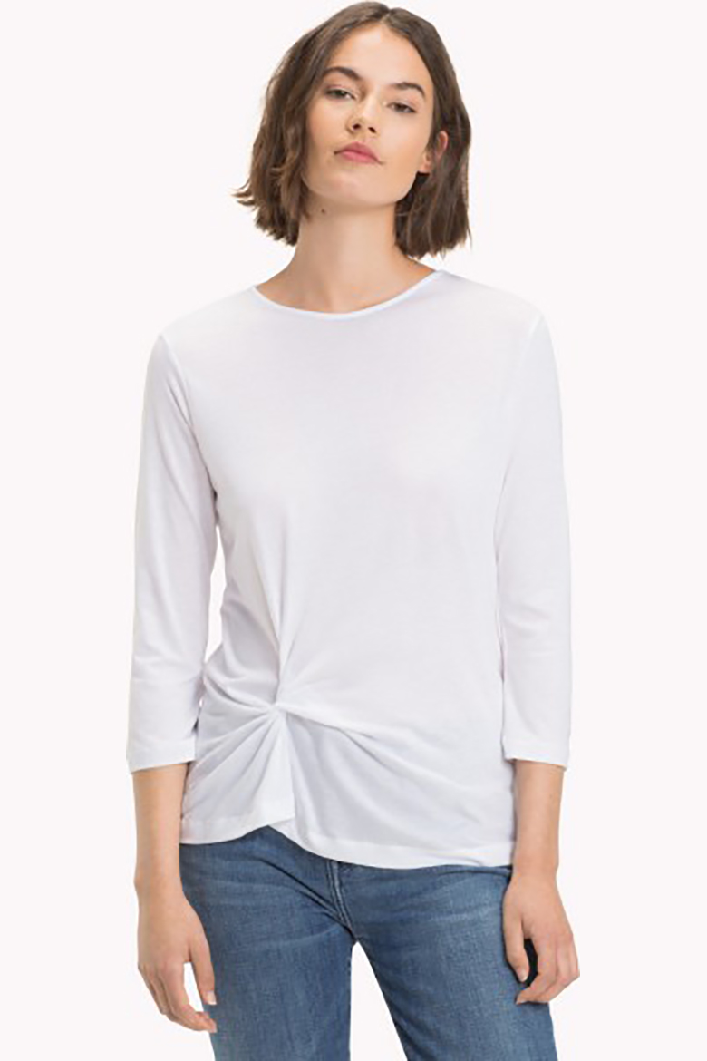 Tommy Hilfiger Top - LIV C-NK TOP 3/4 SLV white