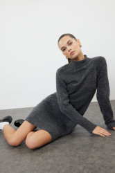 Trendyol Anthracite Mini Length Knitwear Wool Dress