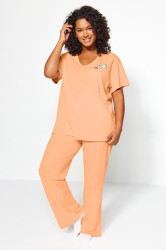 Trendyol Curve Salmon Printed Pocket Detailed Knitted Pajama Set