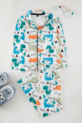 Trendyol Ecru Boy Printed Pajama Set Knitted Bottom-Top Set