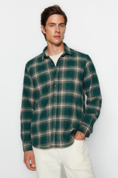 Trendyol Green Regular Fit Winter Checkered Lumberjack Shirt