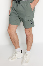 Trendyol Khaki Regular Fit Label Detailed Shorts