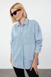 Trendyol Light Blue Oversize Denim Shirt