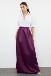 Trendyol Purple Woven Satin Balloon Maxi Skirt