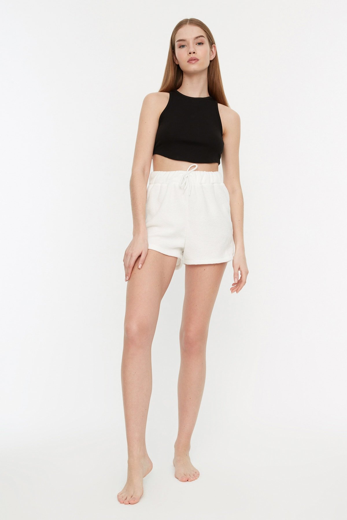 Trendyol Shorts - Ecru - Normal Waist