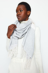 Trendyol White Women's Soft-textured Scarf with Tassels