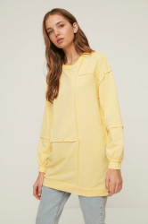 Trendyol Yellow Oversize Ribbed Detail Knitted Sweatshirt