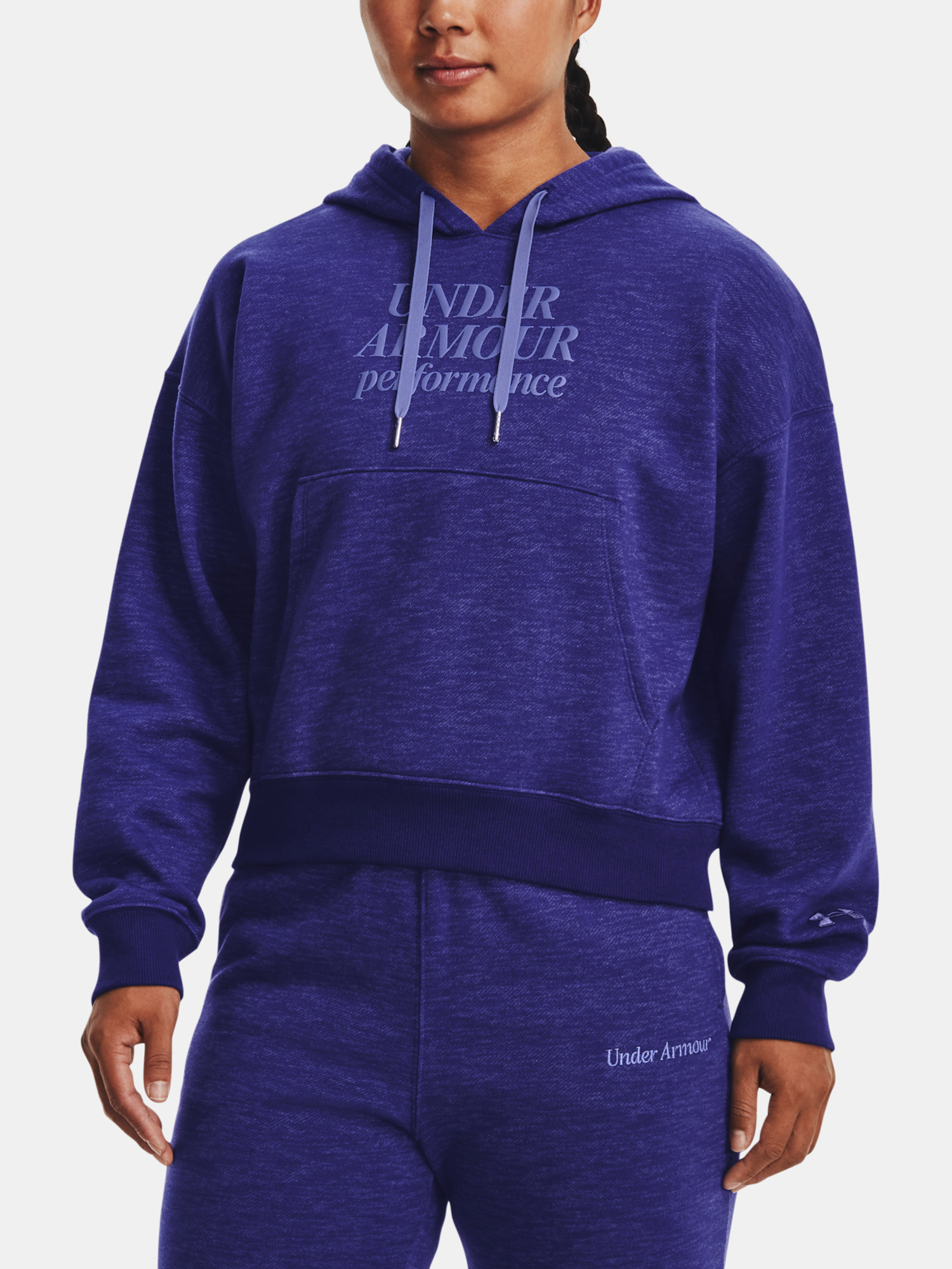 Under Armour Mikina Essential Script Hoodie-BLU - Dámské