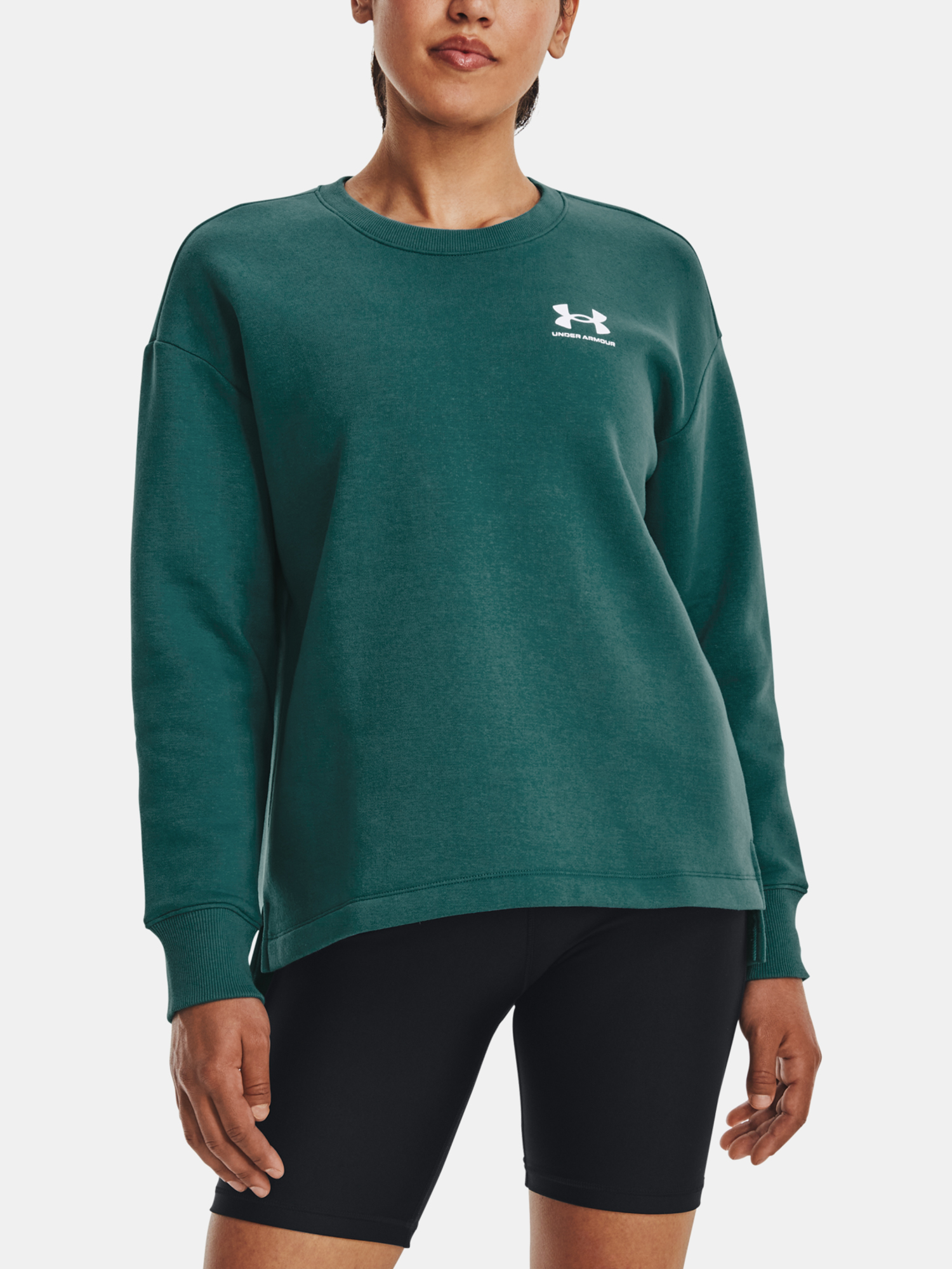 Under Armour Mikina Rival Fleece Oversize Crew-GRN - Dámské