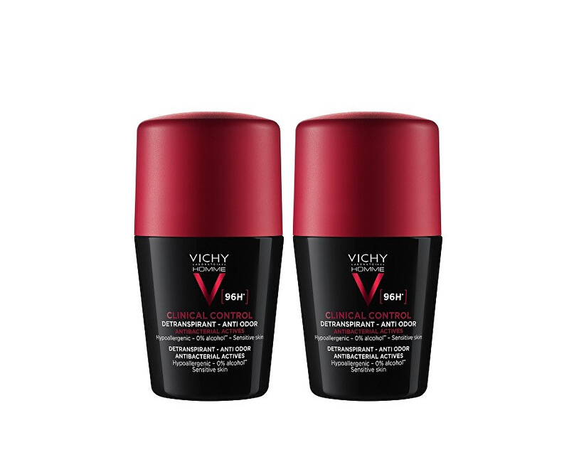 Vichy Sada kuličkových detranspirantů proti zápachu pro muže Homme Clinical Control 96h (Detranspirant) 2 x 50 ml