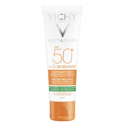 Vichy Zmatňující ochranný krém na obličej 3v1 Capital Soleil SPF 50+ (Mattifying 3 in 1) 50 ml