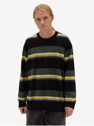 Zeleno-černý pánský pruhovaný svetr VANS Tacuba Stripe Crew - Pánské